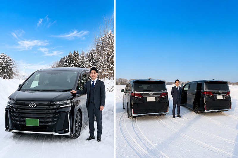 Image of safe driving by a professional driver who knows the snowy roads and various locations in Hokkaido inside out