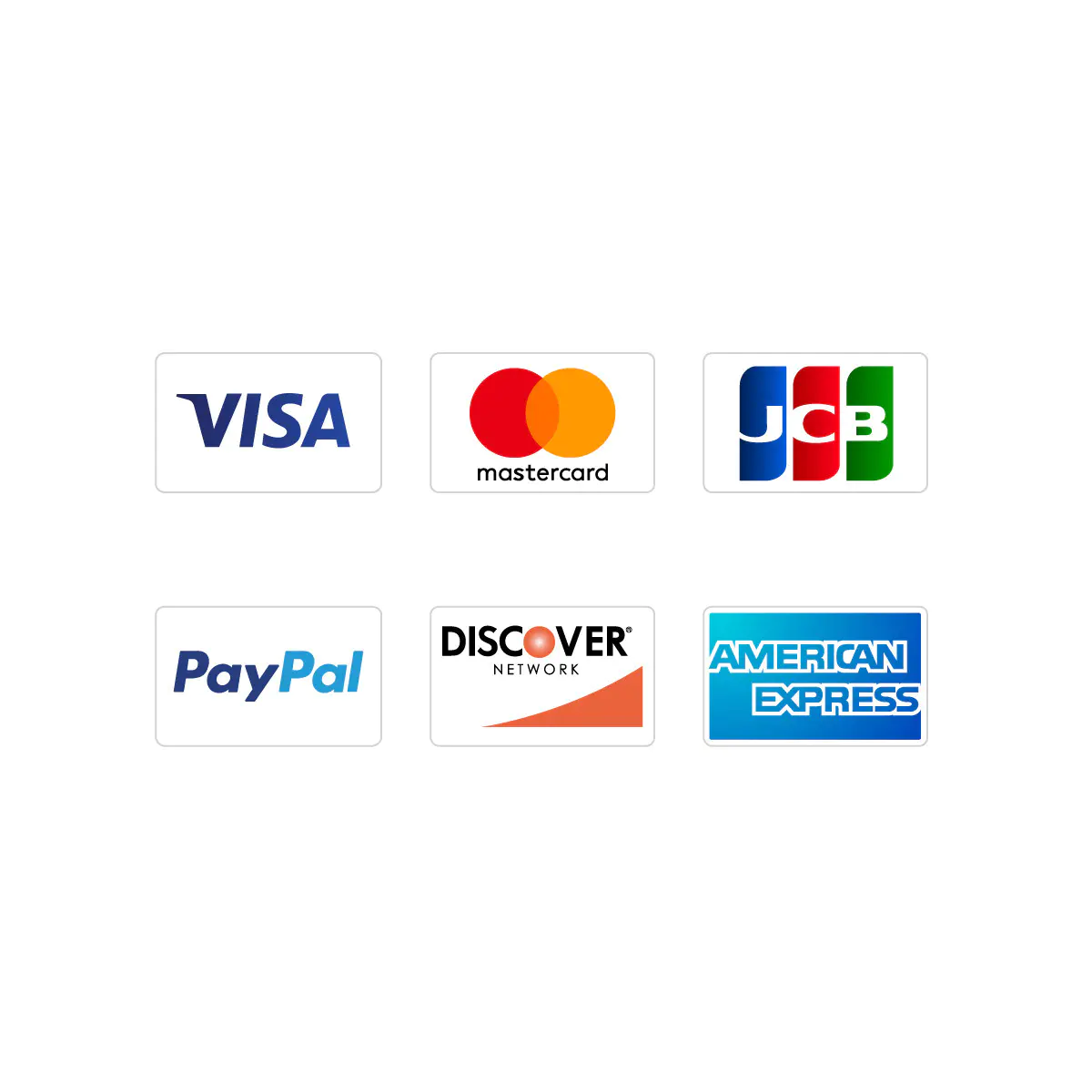 対応クレジットカード：VISA・Mastercard・JCB・PayPal・Discover・American Express