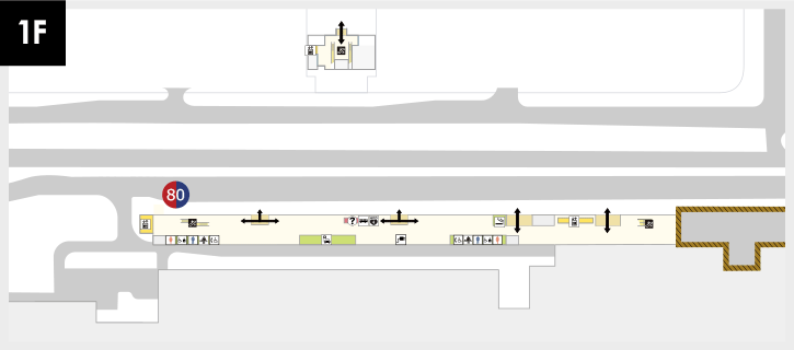 Map or photo guide of the taxi pickup/drop-off lane on the 1st floor of the New Chitose Airport International Terminal Building