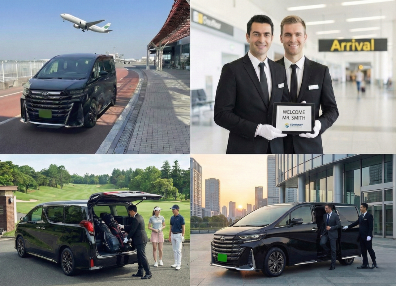 An image of golf or business transfer services using an Alphard or Vellfire